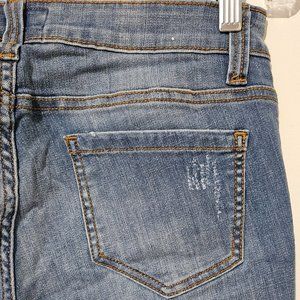 Denim Blvd Mid Rise Skinny Jeans Size 7 x 28 Stretch Short Ankle Ripped Pants